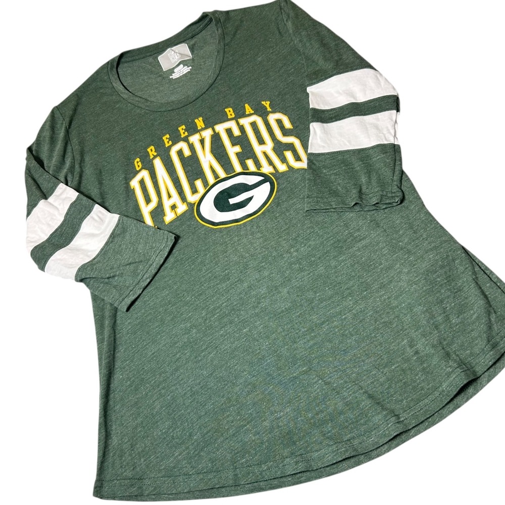NEW Womens Green‎ Bay Packers NFL Football Green 3/4 Sleeve T-Shirt Top Small